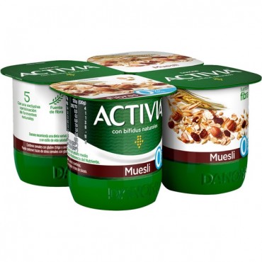 DANONE ACTIVIA 0% MUESLI 115G X 4U.