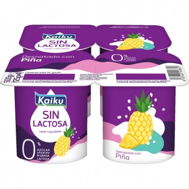 KAIKU YOGUR SIN LACTOSA 0% PIÑA 125GX4U