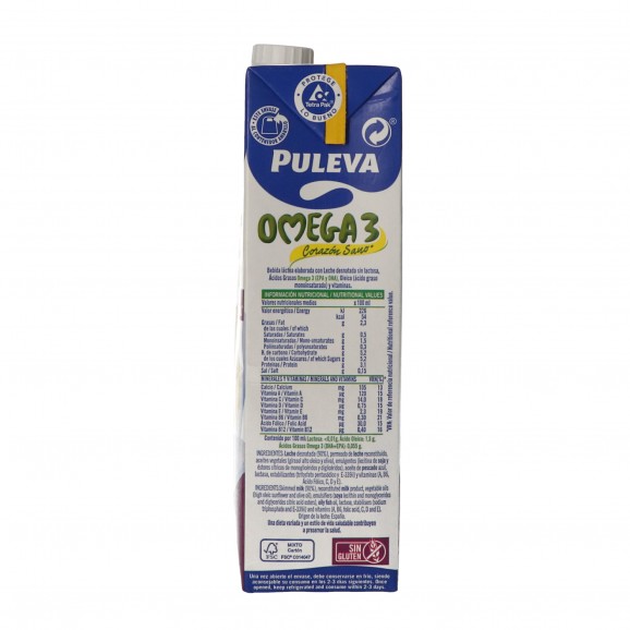 Leche con omega-3 y sin lactosa, 1 l. Puleva