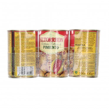 Olives farcies au poivron, 3 unités de 300 g. El Torreon