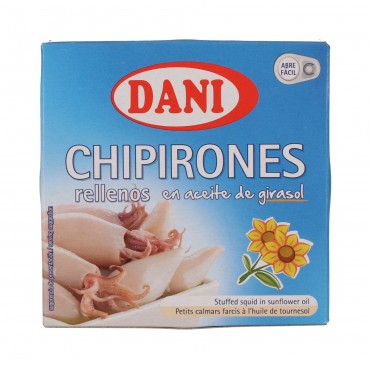 Petits calamars farcis à l'huile végétale, 148 g. Dani