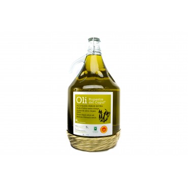 Aceite de oliva virgen extra en cesta de mimbre, 5 l. Oli Rupestre del Cogul