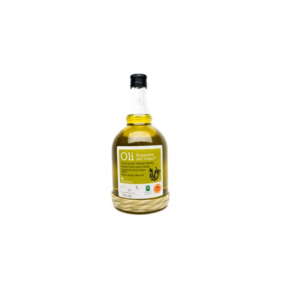 Aceite de oliva virgen extra en cesta de mimbre, 1 l. Oli Rupestre del Cogul