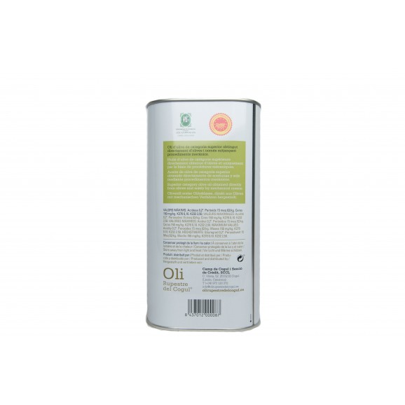 Aceite de oliva virgen extra en lata, 3 l. Oli Rupestre del Cogul