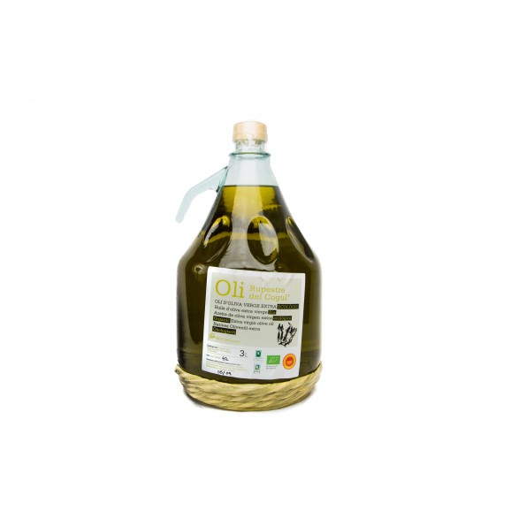 Aceite de oliva virgen extra en cesta de mimbre ECO, 3 l. Oli Rupestre del Cogul