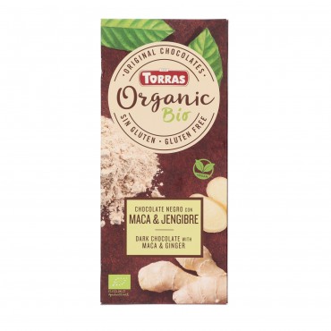 Xocolata negra amb maca i gingebre, 100 g. Torras