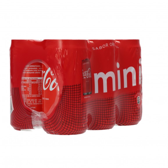 Refresco de cola en lata mini, 6 unidades de 20 cl. Coca Cola