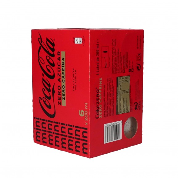 Boisson au cola en canette zéro zéro, 6 unités de 20cl. Coca Cola