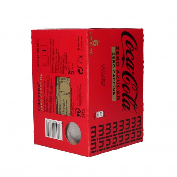 Boisson au cola en canette zéro zéro, 6 unités de 20cl. Coca Cola