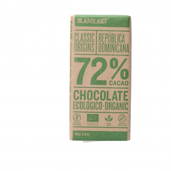 Xocolata negra 72 % cacau de la República Dominicana ECO, 80 g. Blanxart