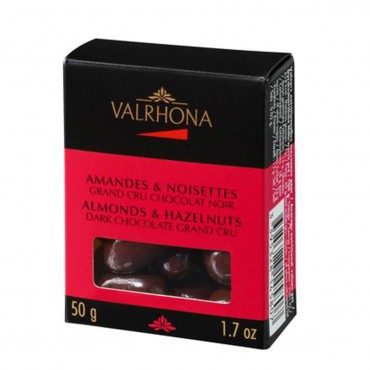 VALRHONA AMANDES NOISETTES NOIR 50G