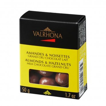 VALRHONA AMANDES NOISETTES LAIT 50G