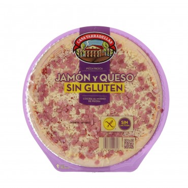 Pizza de jamón y queso sin gluten, 420 g. Casa Tarradellas