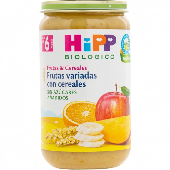 Potet de fruites variades amb cereals, 190 g. Hipp Bio