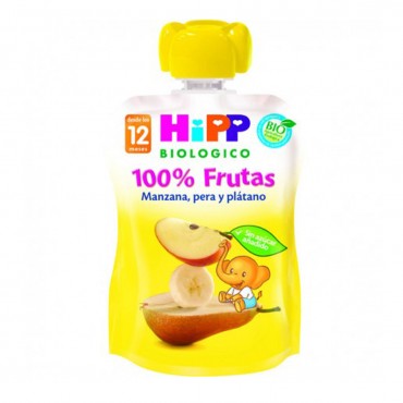 Compote pomme, poire, banane à emporter, 100 g. Hipp Bio