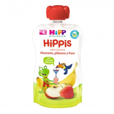 Compote pomme, banane, fraise à emporter, 100 g. Hipp Bio