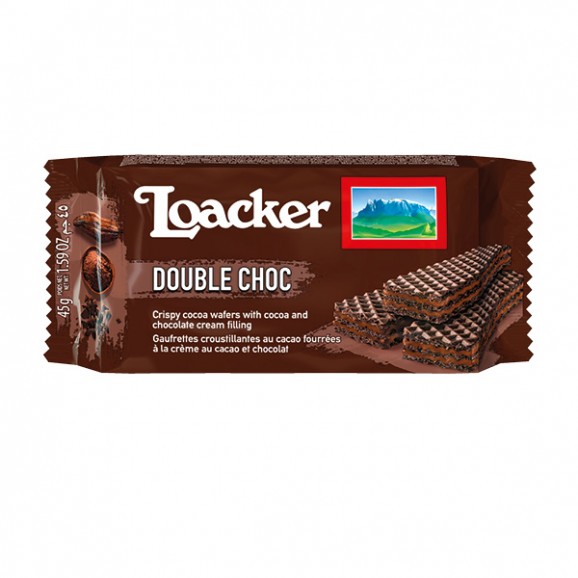 Barquillos doble chocolate, 90 g. Loacker