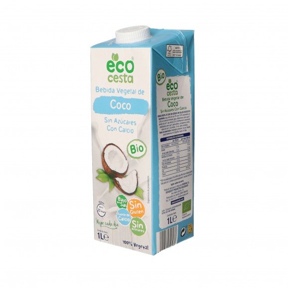 Beguda de coco amb calci sense sucre, 1 l. Ecocesta