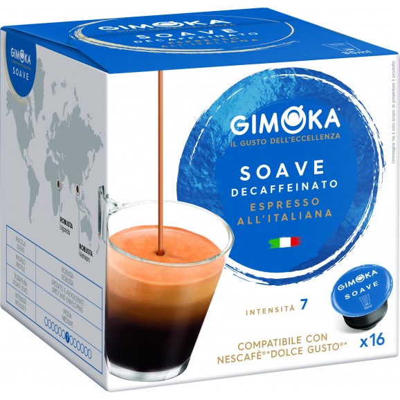 Café expresso décaféiné doux en capsules, 16 unités. Gimoka