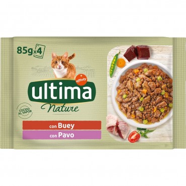 ULTIMA NATURE CAT WET BUEY/PAVO 4X85G