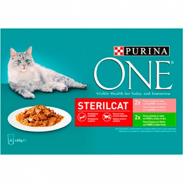 PURINA ONE EST. SALMON PAVO 85G X 4U.