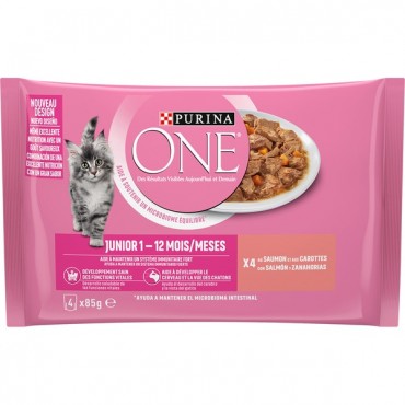 PURINA ONE JUNIOR SALMON 85G X 4U.