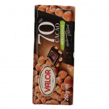 VALOR XOCO NEGRE 70% AVELLANA 250G