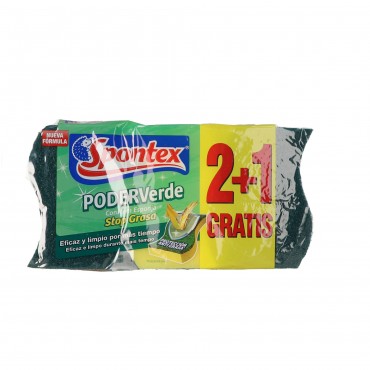 SPONTEX ESTROPAJO PODER VERDE+ESPONJA 2U