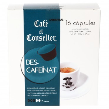 Café décaféiné en capsules, 16 unités. Conseller
