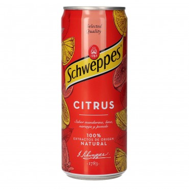 Soda aux agrumes en canette, 33 cl. Schweppes