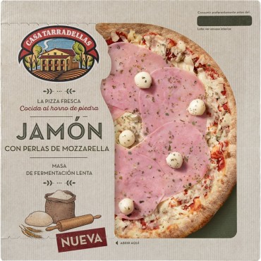 Pizza de jamón con masa de fermentación lenta, 400 g. Casa Tarradellas