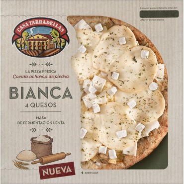Pizza 4 quesos con masa de fermentación lenta, 400 g. Casa Tarradellas