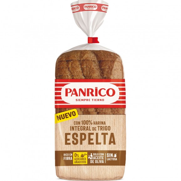 Pan de molde 100 % espelta integral, 385 g. Panrico