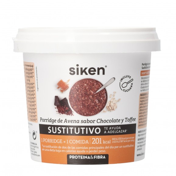 Porridge sabor xocolata i caramel substitutiu, 52 g. Siken