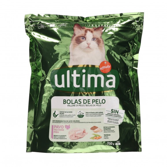ULTIMA CHAT BOULES POILS DINDE 750G