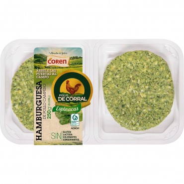 COREN HAMBURGUESA POLLASTRE ESPINAC 250G