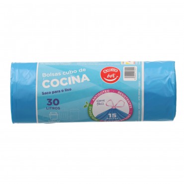 SMILE BAG BOLSA BASURA AZUL 30L 15U.