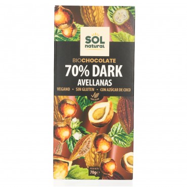 SOL NAT.CHOCO NOIR 70% NOISETTE BIO 70G